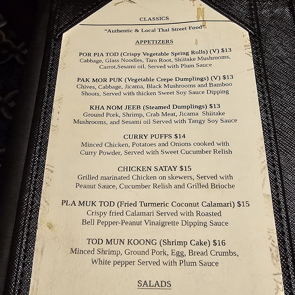 Thai Villa Menu - Image 1